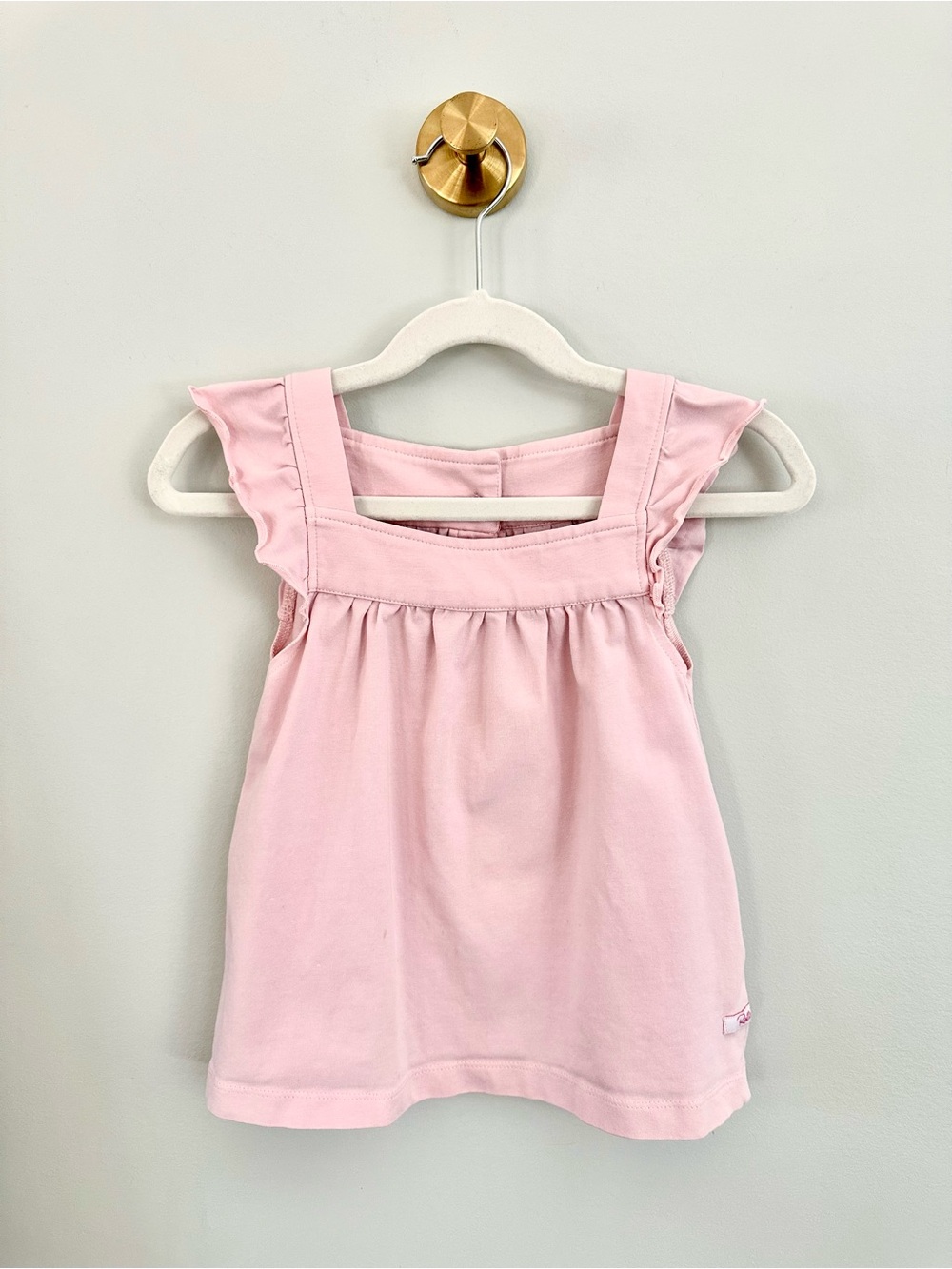 RuffleButts Girls Pink Flutter Sleeve Top Size 4T Soft Cotton Boutique Style
